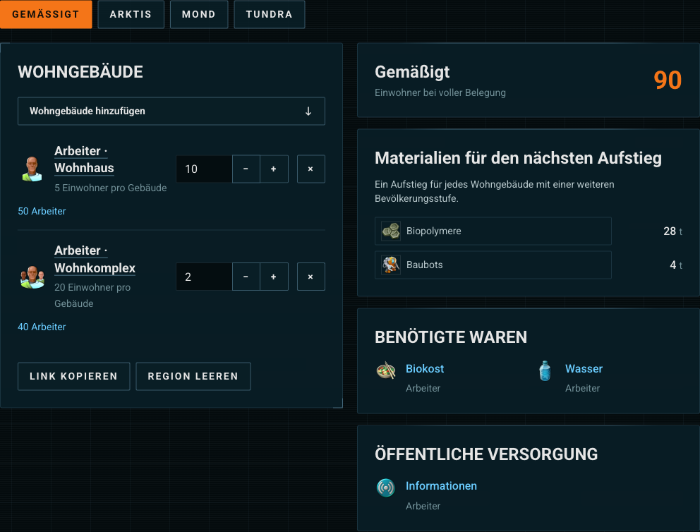 Plan mit Wohnhäusern und Wohnkomplexen