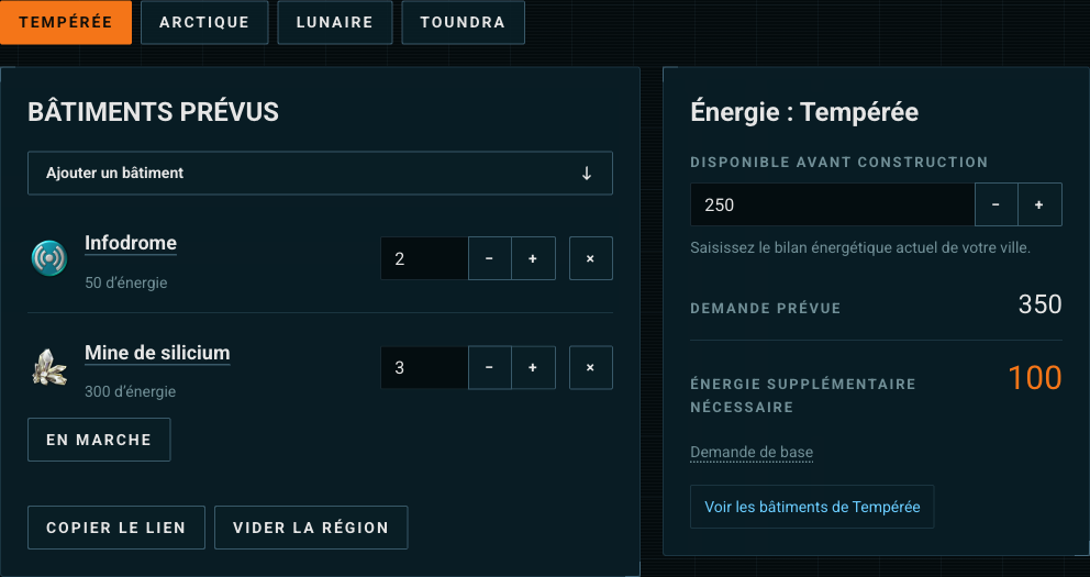 Demande d’énergie de l’agrandissement prévu