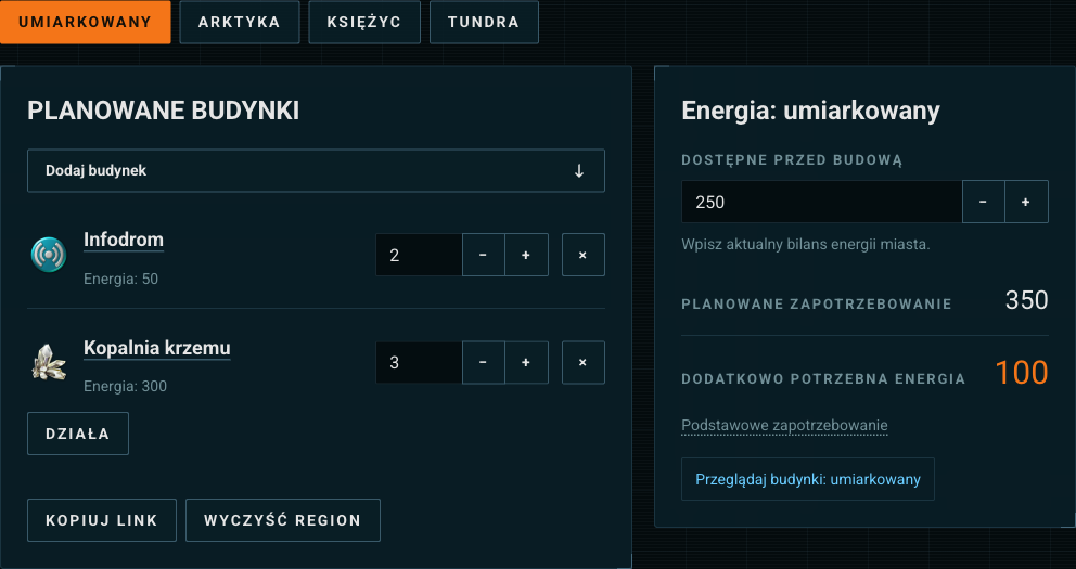 Zapotrzebowanie na energię planowanej rozbudowy